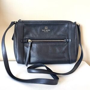 Kate Spade Hudson Street Smooth Black Leather Crossbody Bag